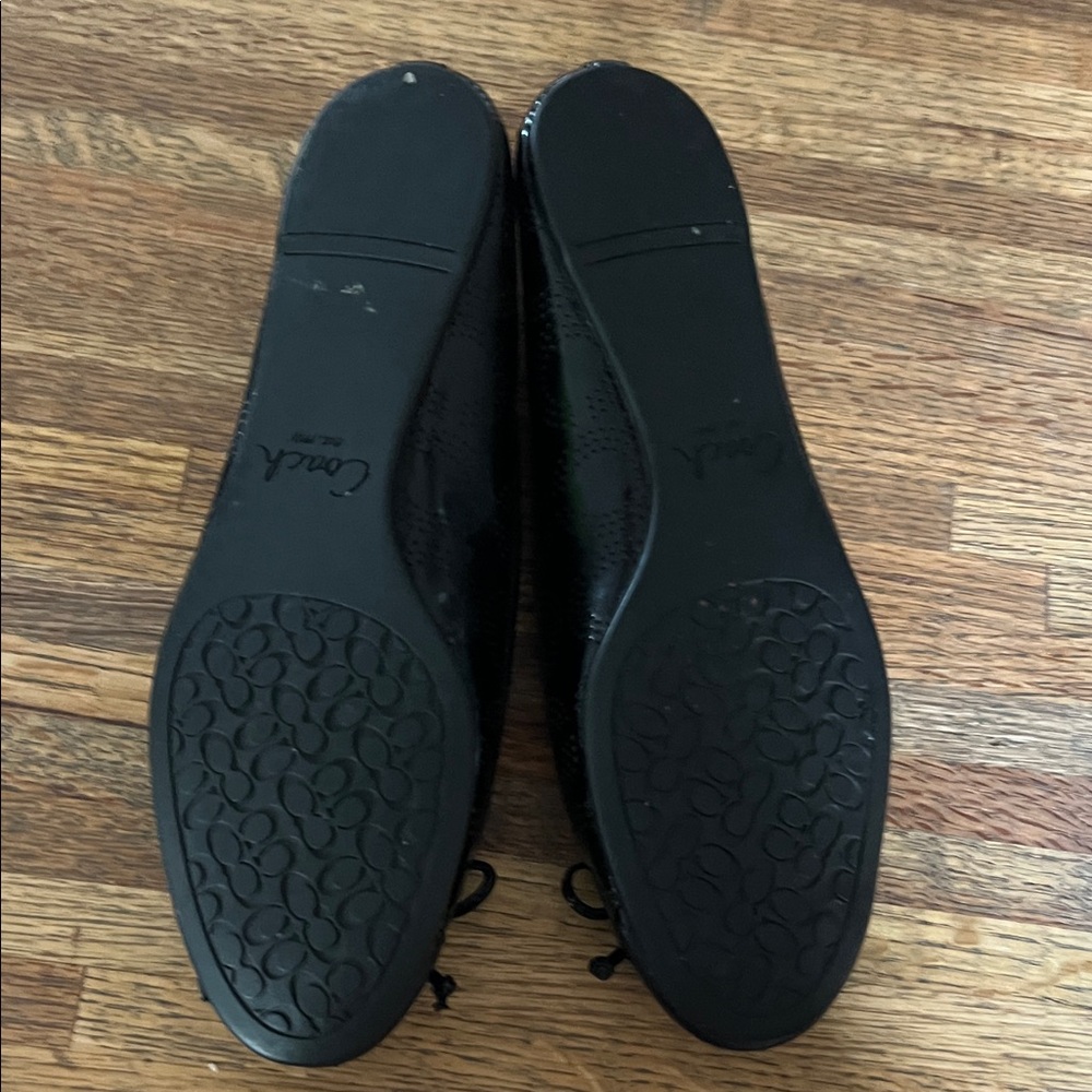 Coach Black Leather Flats with Bow - Picture 6 of 6